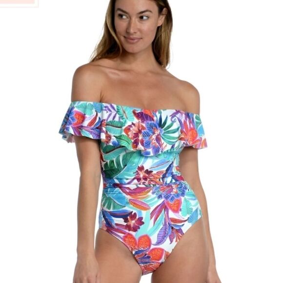 La Blanca Tropez Tropical Print
Shoulder One-Piece Swimsuit-Blue Multi New 4 - Picture 1 of 15